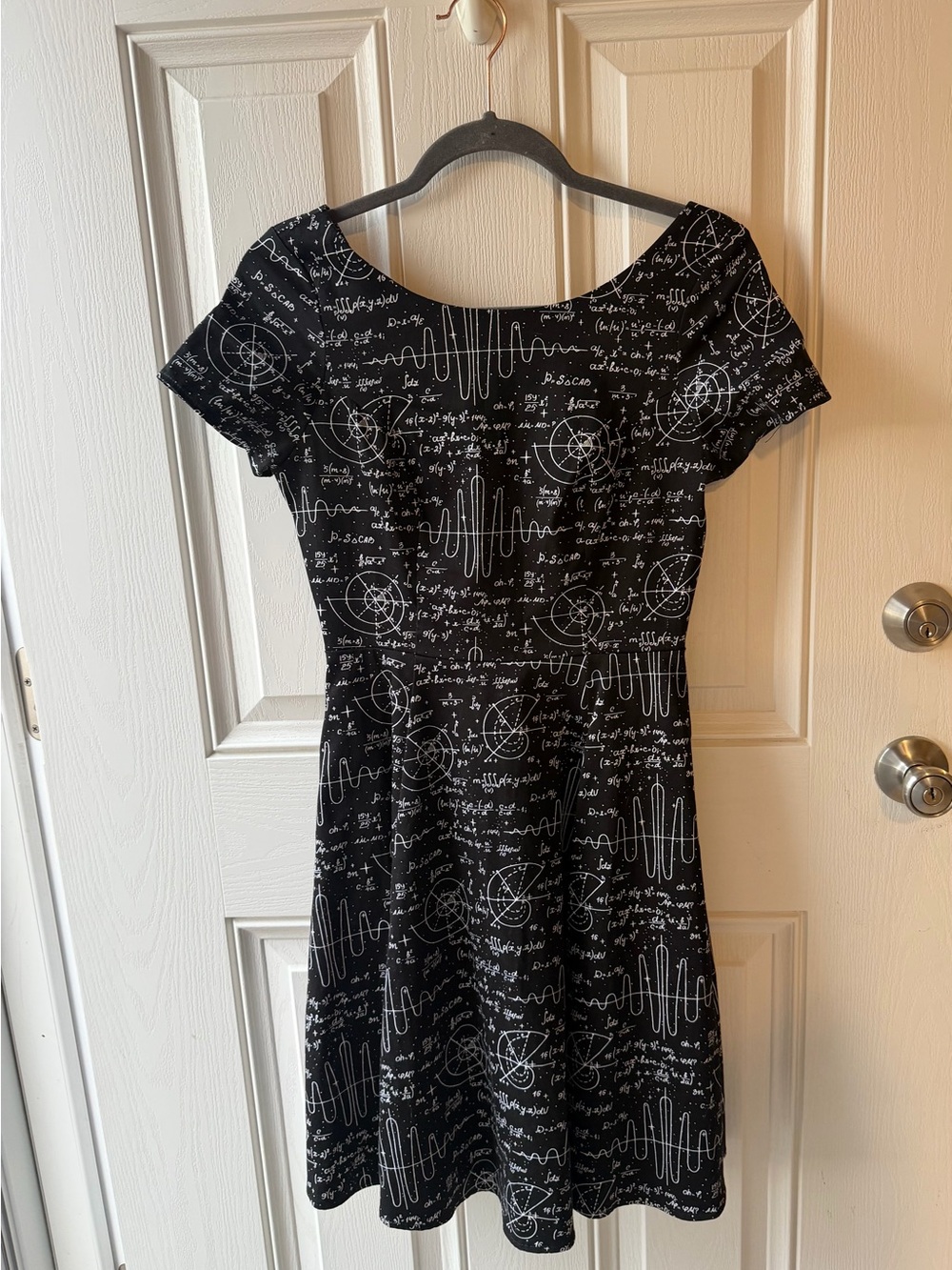 Eva Rose Black Scientific Print Fit & Flare Dress